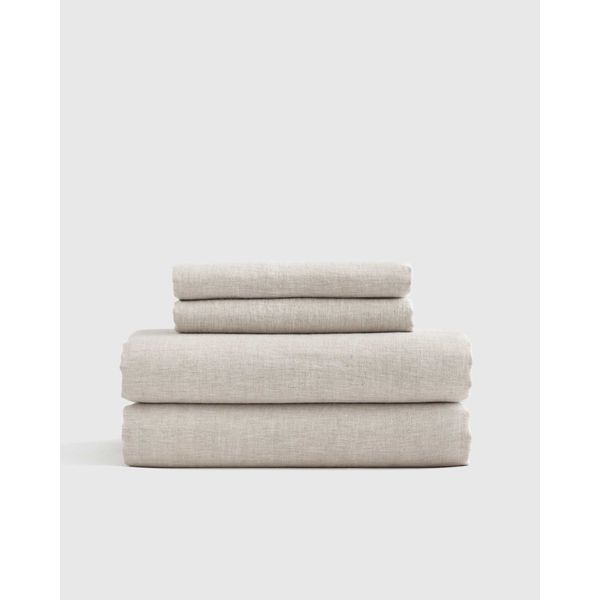 Quince Linen Sheets in Natural Chambray, 100% natural fabric linen bedding
