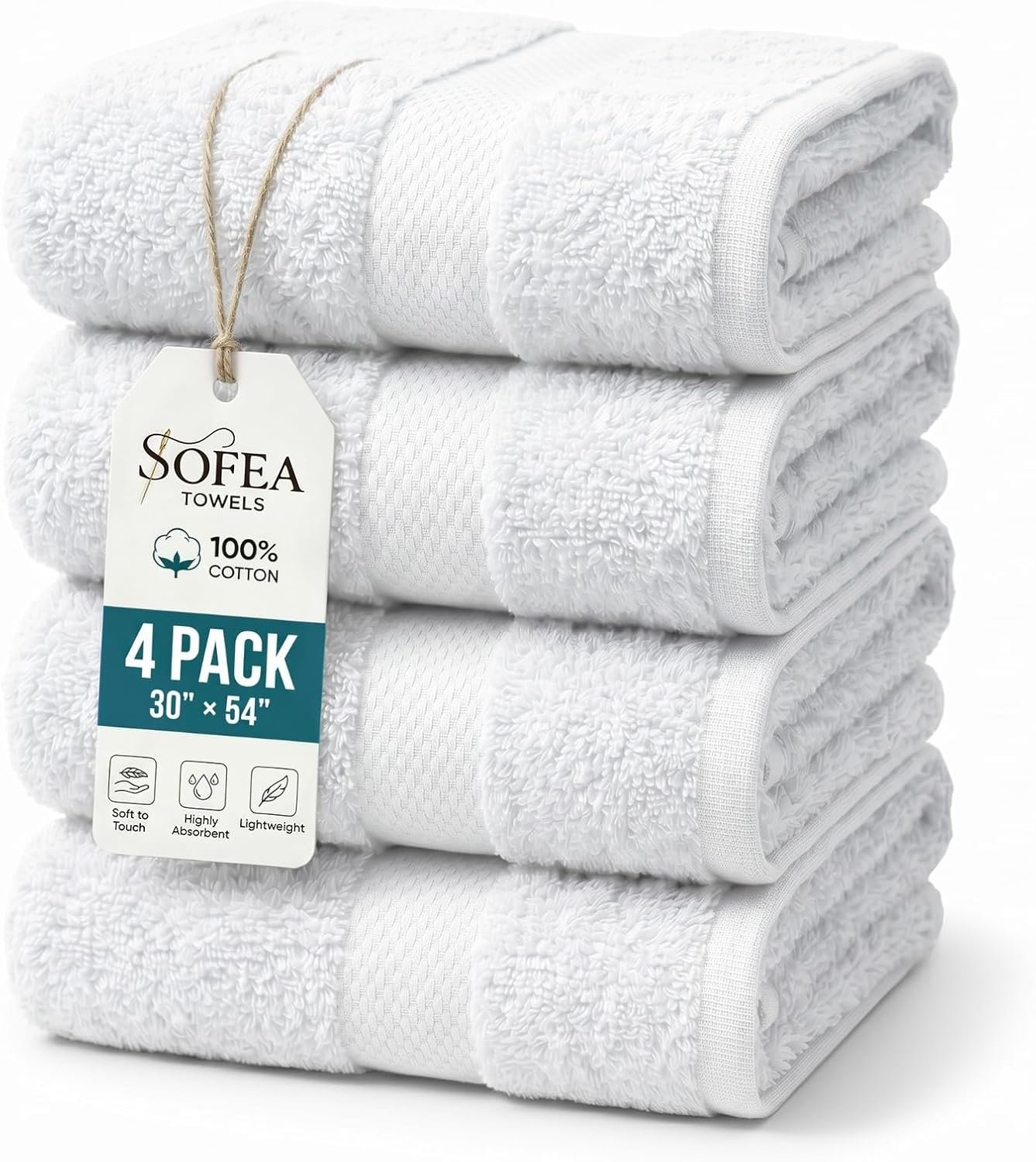 Amazon Amazon.com: Sofea Bath Towels 4 Pack (30 x 54 Inches), 100% Cotton Towels Set, Soft Highly Absorbent Quick Dry Bathroom Towels : Home & Kitchen, 100% natural fabric bath towels