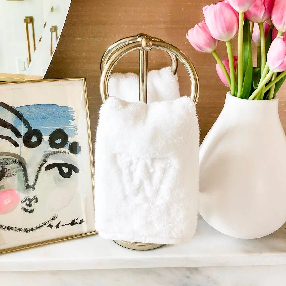 Weezie Monogrammed Plush Luxury Washcloths, 100% natural fabric bath towels