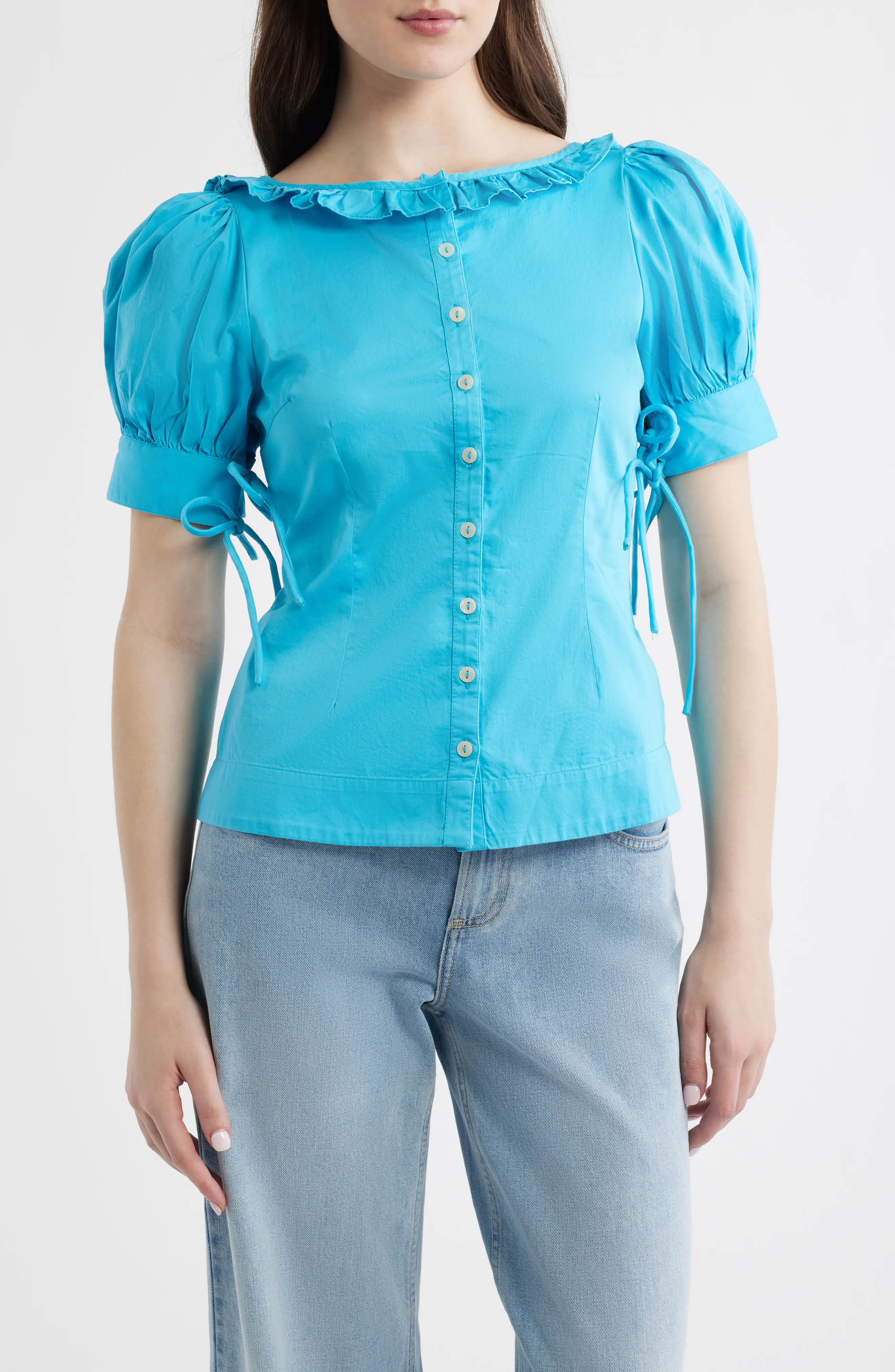 Damson Madder Anke Organic Cotton Button-Up Shirt, 100% natural fabric tops