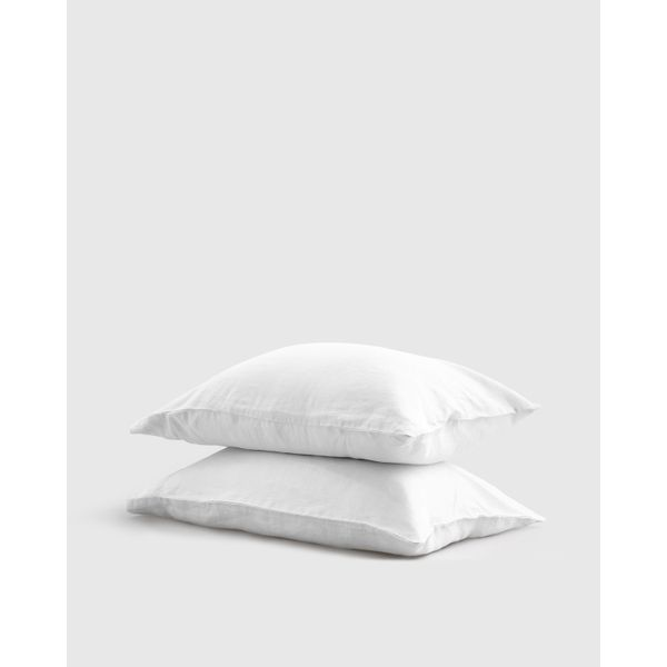 Quince European Linen Pillowcase Set in White, 100% natural fabric pillowcases