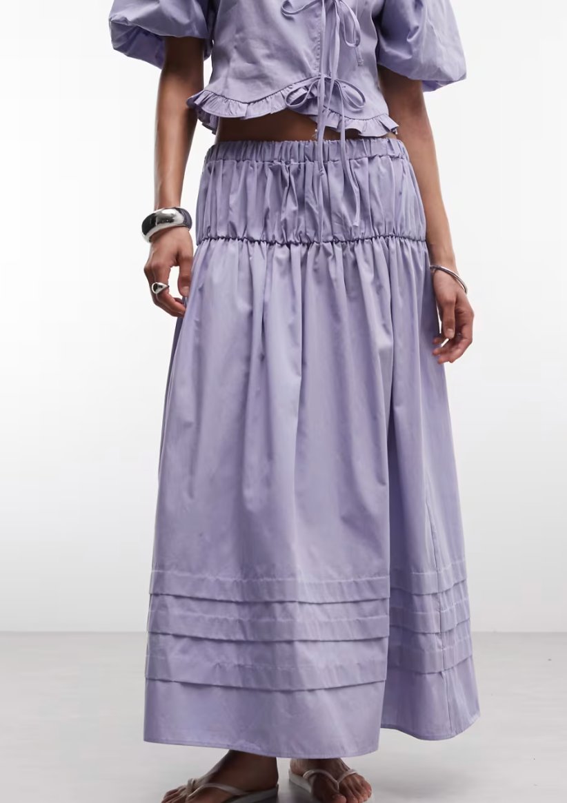 ASOS Western Pintuck Midi Skirt, 100% natural fabric skirts