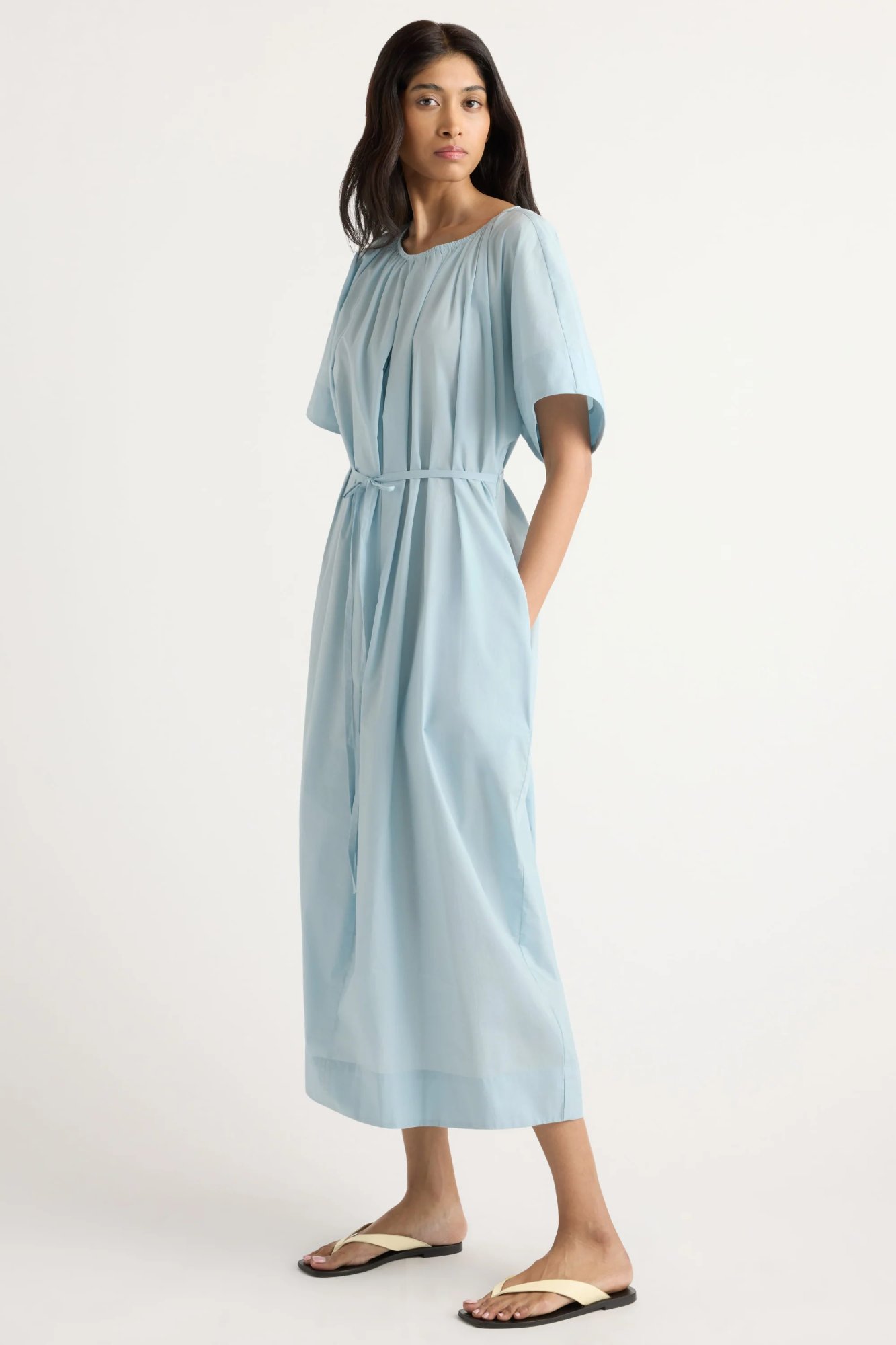 Modern Citizen Katya Cotton Poplin Tie-Waist Dress, 100% natural fabric dresses