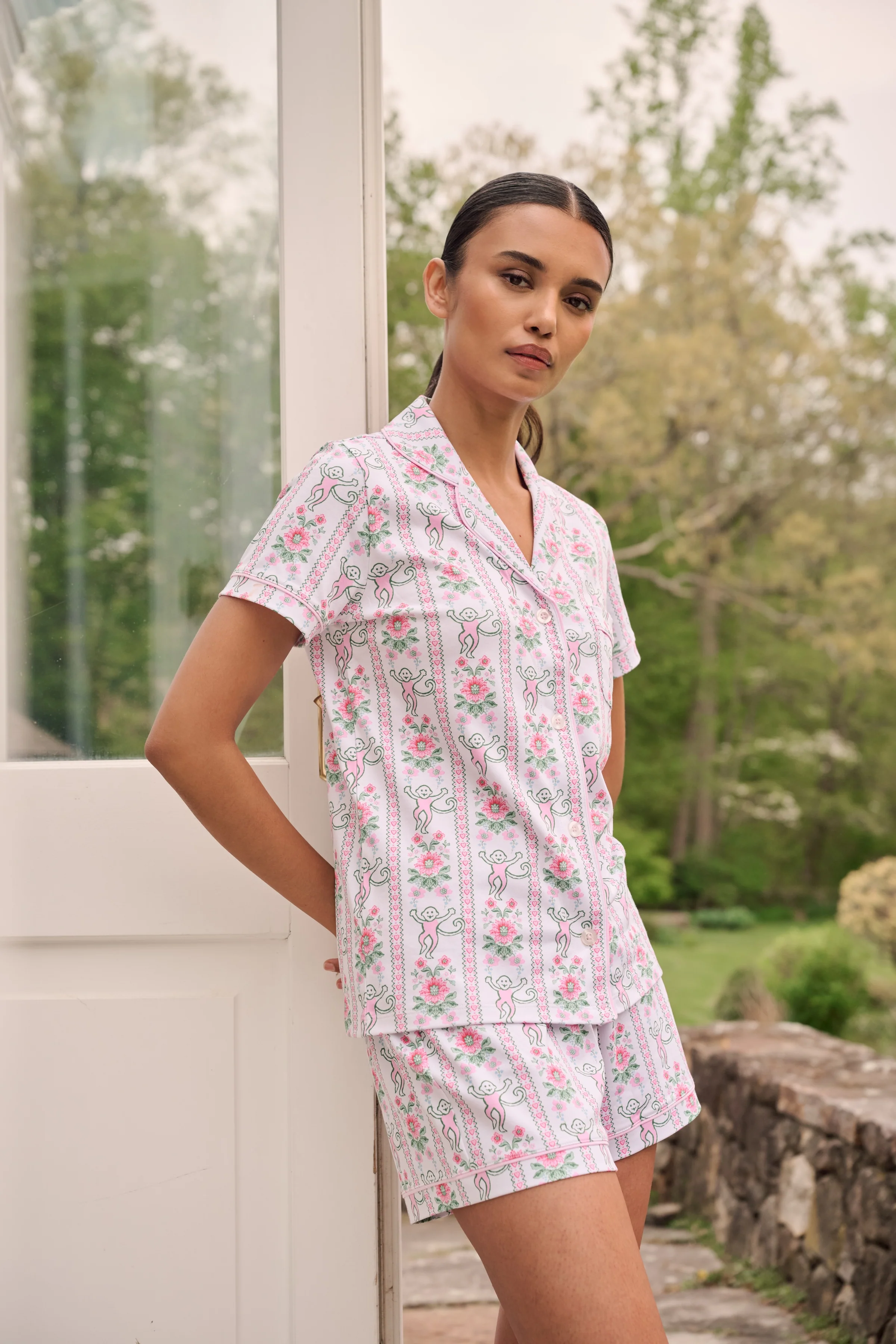 Roller Rabbit Monkey Block Stripe Polo Pajamas, 100% natural fabric pajamas
