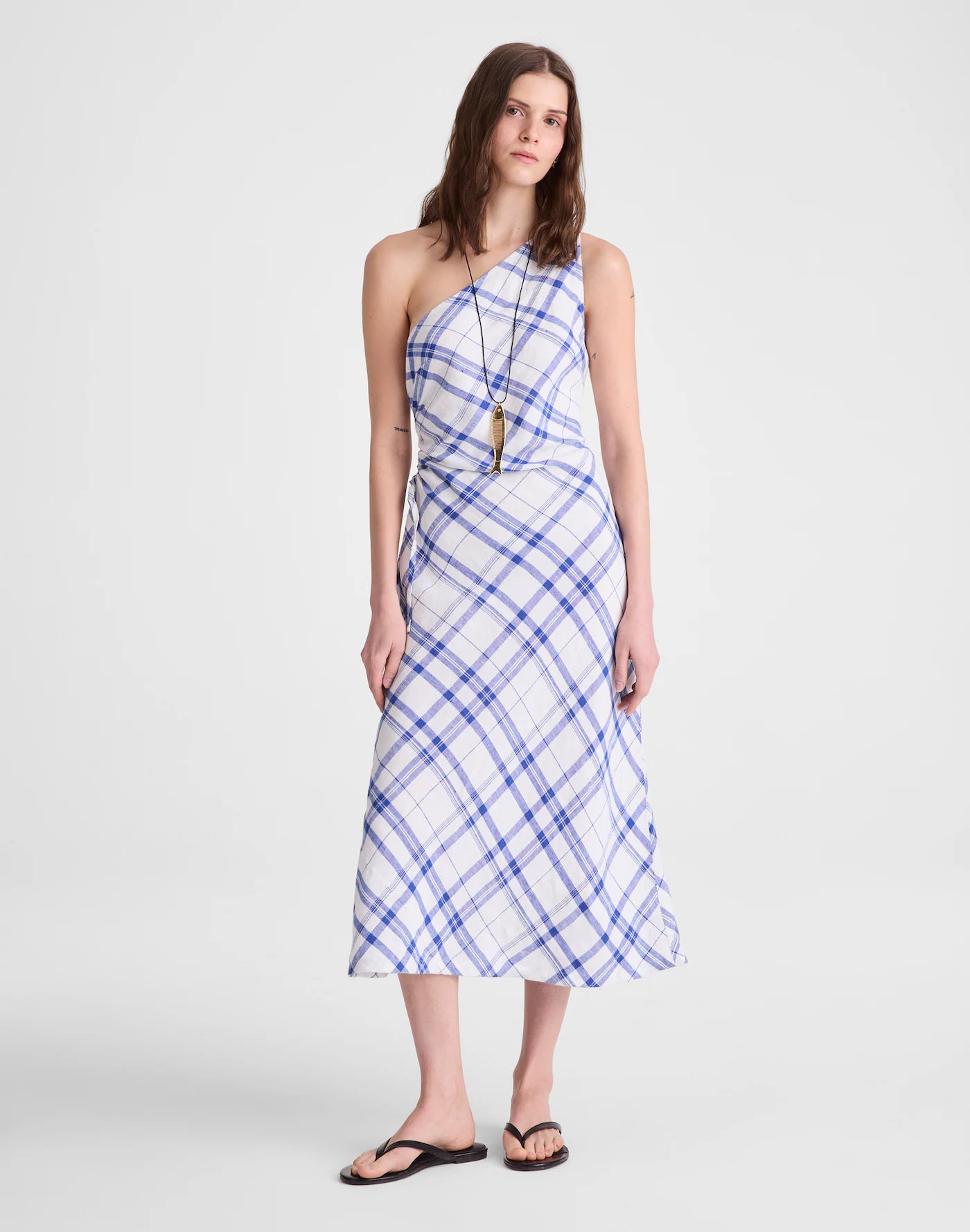 Madewell Ruched One-Shoulder Midi Dress, 100% natural fabric dresses
