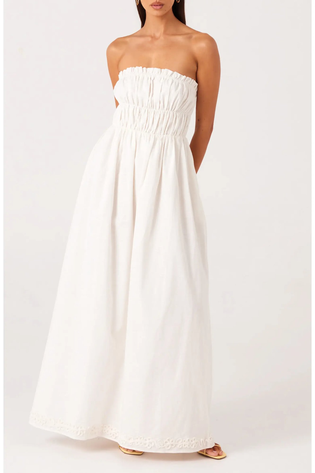 SNDYS Ines Strapless Linen & Cotton Maxi Dress, 100% natural fabric dresses