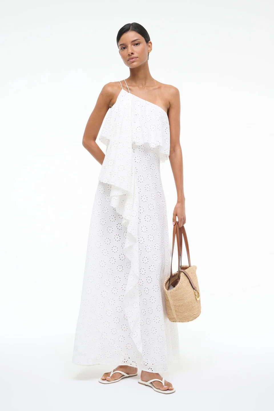 Staud STAUD ISA DRESS WHITE EYELET, 100% natural fabric dresses