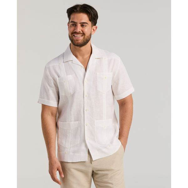 Cubavera 100% Linen Classic Guayabera Shirt - Short Sleeve, 100% natural fabric shirts