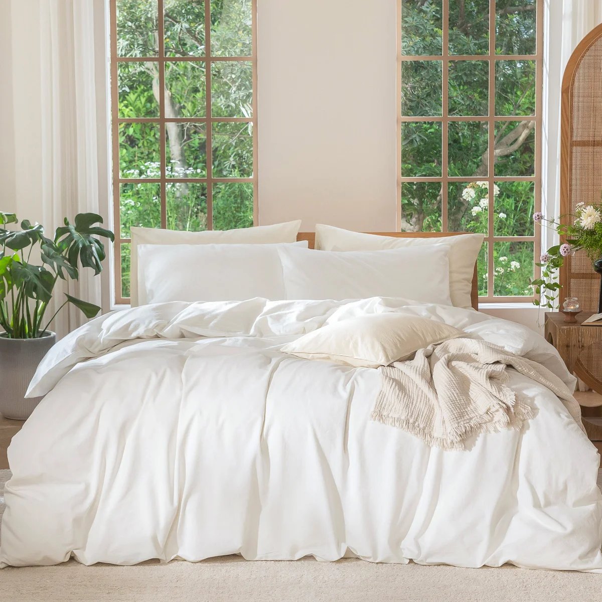 Wayfair 100% Washed Cotton MooMee Lightweight Duvet Cover Set , 100% natural fabric duvet covers & sets