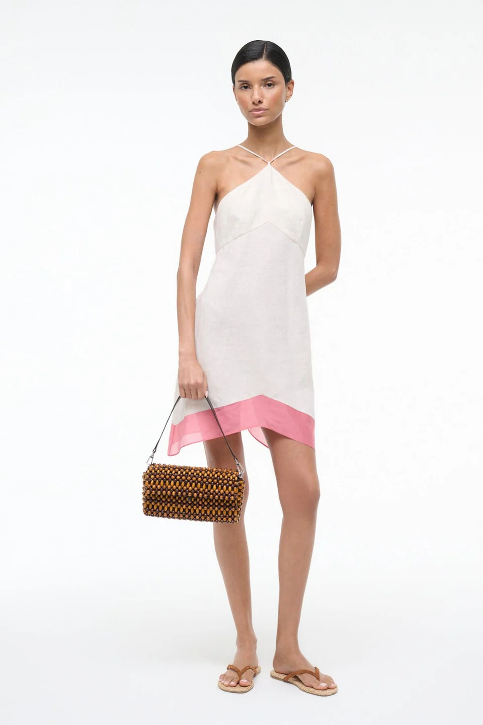 Staud STAUD ORO LINEN DRESS BLUSH CANYON, 100% natural fabric cocktail