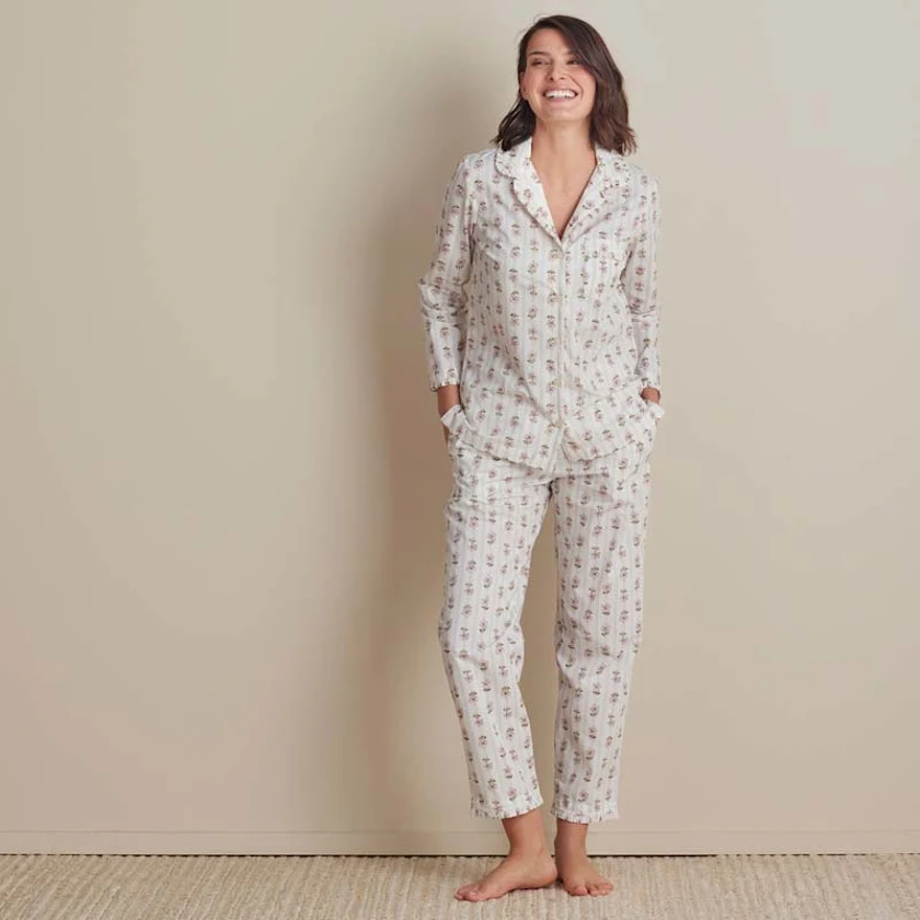 The Company Store Stoffer Home Long-Sleeve Button-Down PJs, 100% natural fabric pajamas
