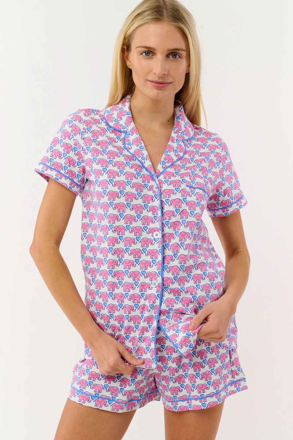 Roller Rabbit Hathi Hearts Polo Pajamas, 100% natural fabric pajamas