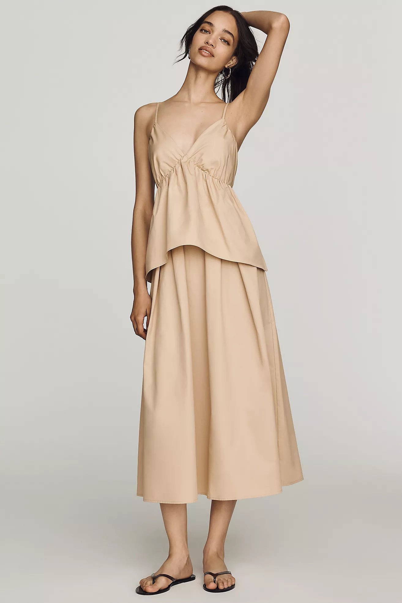 Anthropologie Mare Mare 100% Cotton Tiered Midi Dress, 100% natural fabric dresses