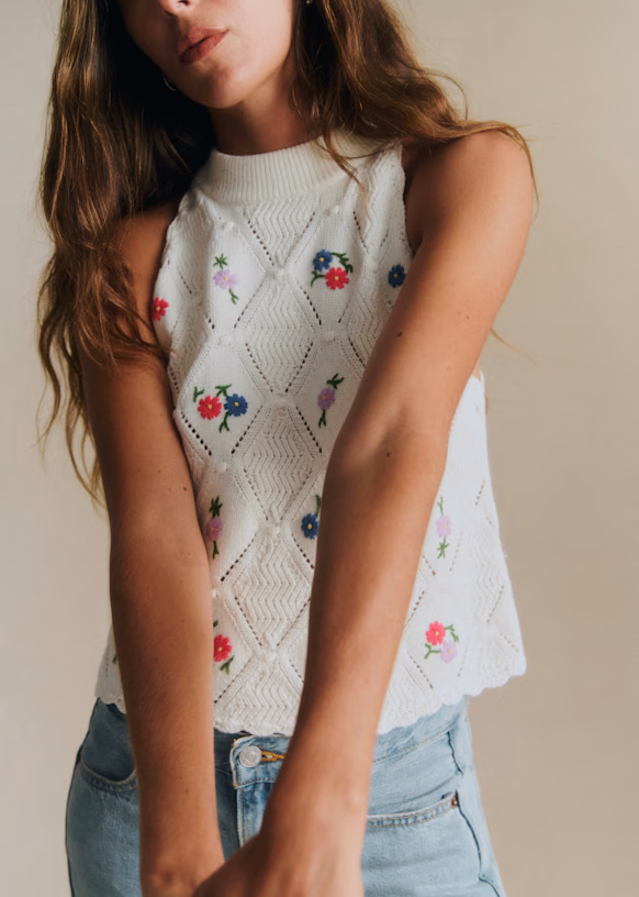 Sézane Lovina Top - Ecru - Organic cotton - organic textile, 100% natural fabric tops