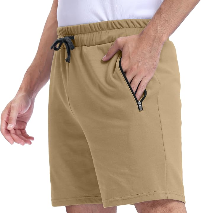 Amazon Mens Cotton Lounge Sleep Shorts with Zipper Pockets, 100% natural fabric shorts