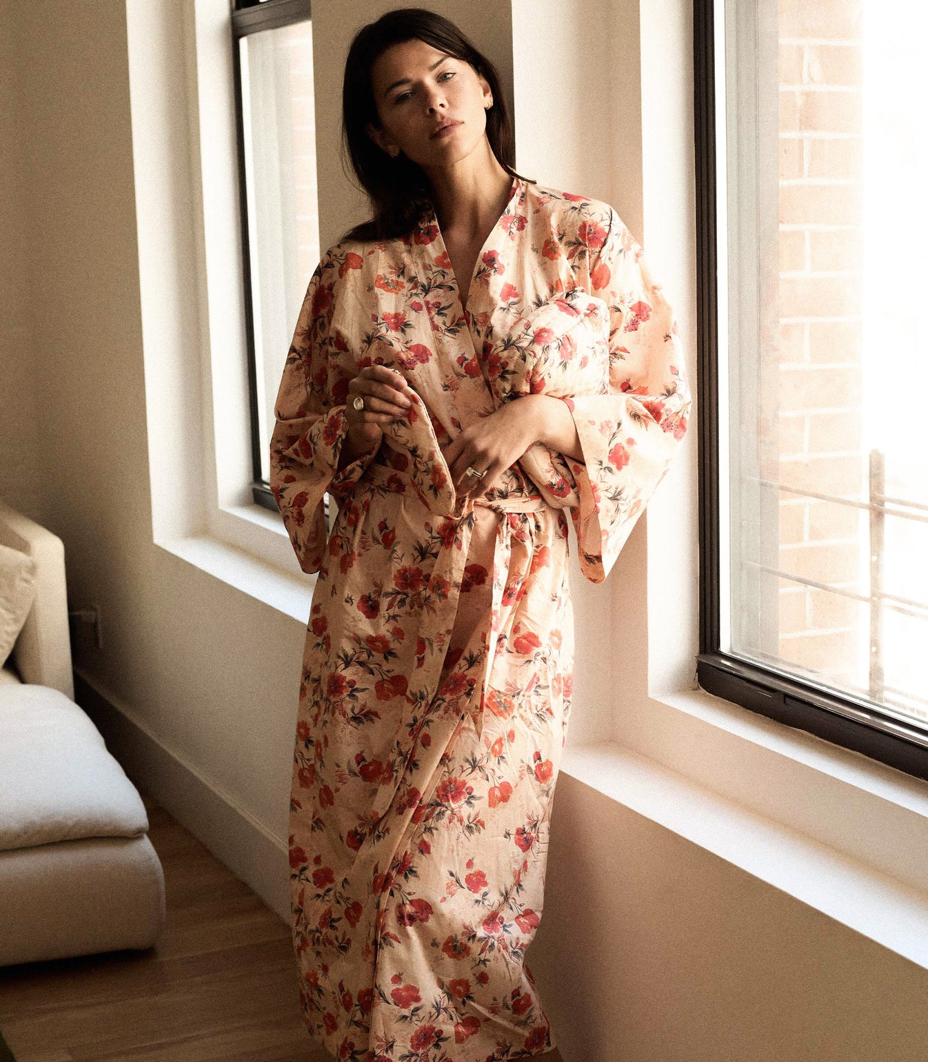 DOEN Gisela Robe - Tulip Posy, 100% natural fabric robes