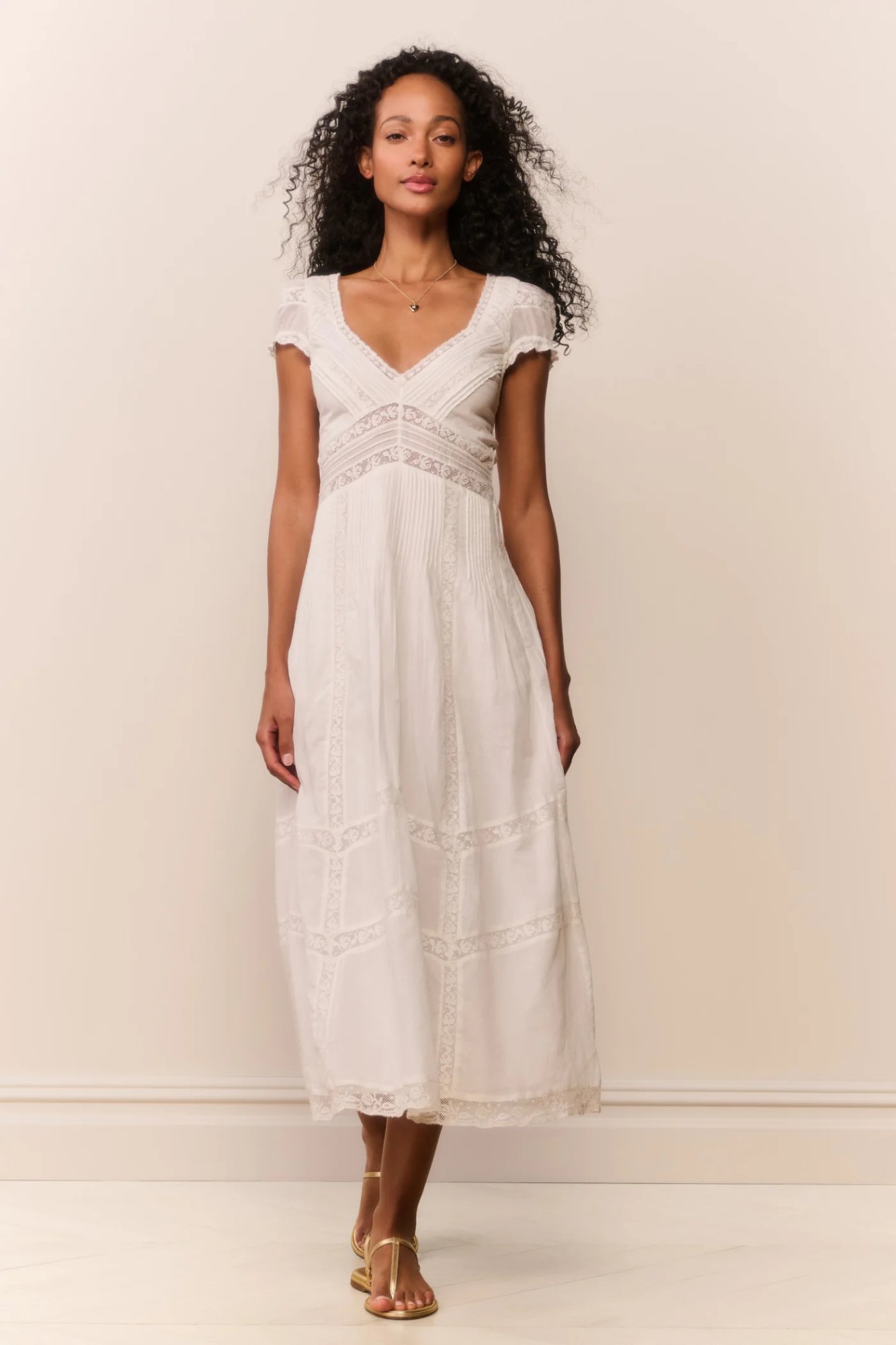 LoveShackFancy Suvi Heritage Midi Dress, 100% natural fabric dresses