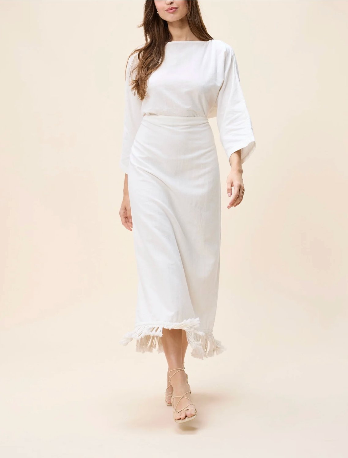 Rue Sophie Robin Ankle Dress | Ivory – 100% natural linen