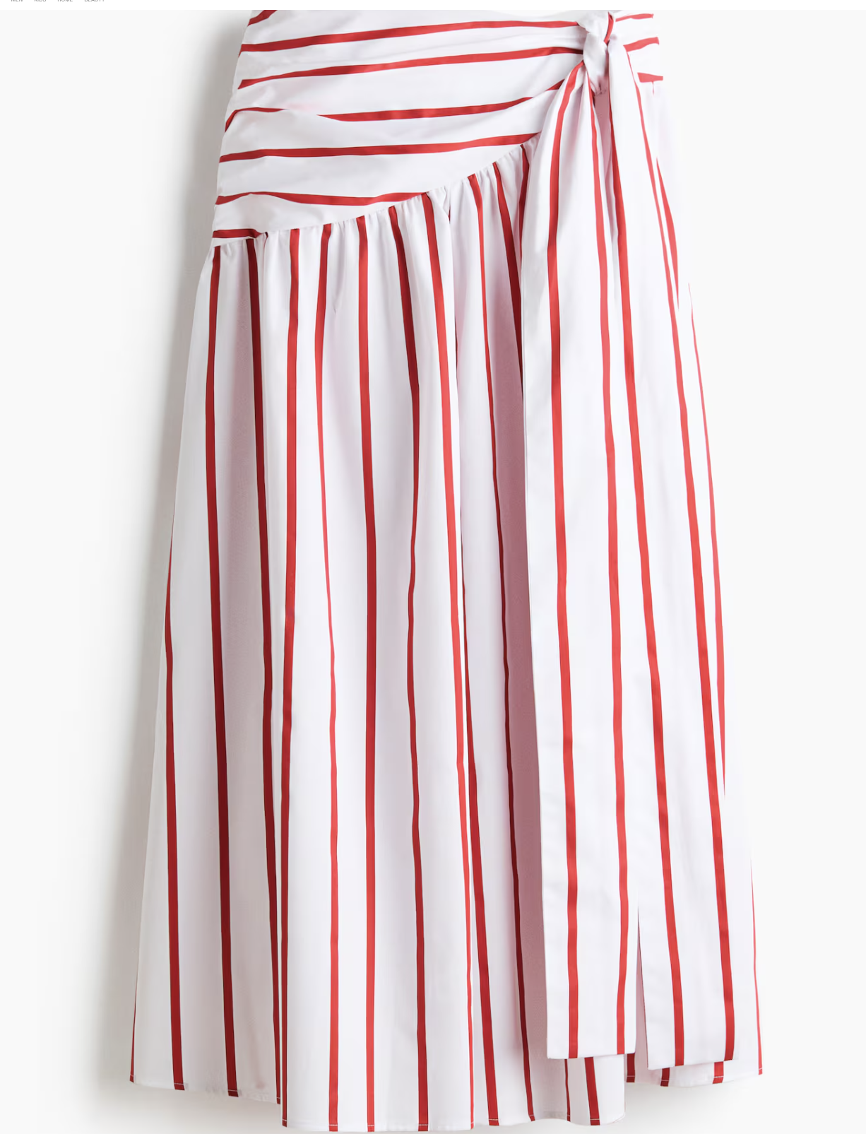 H&M Tie-Detail Poplin Skirt, 100% natural fabric skirts