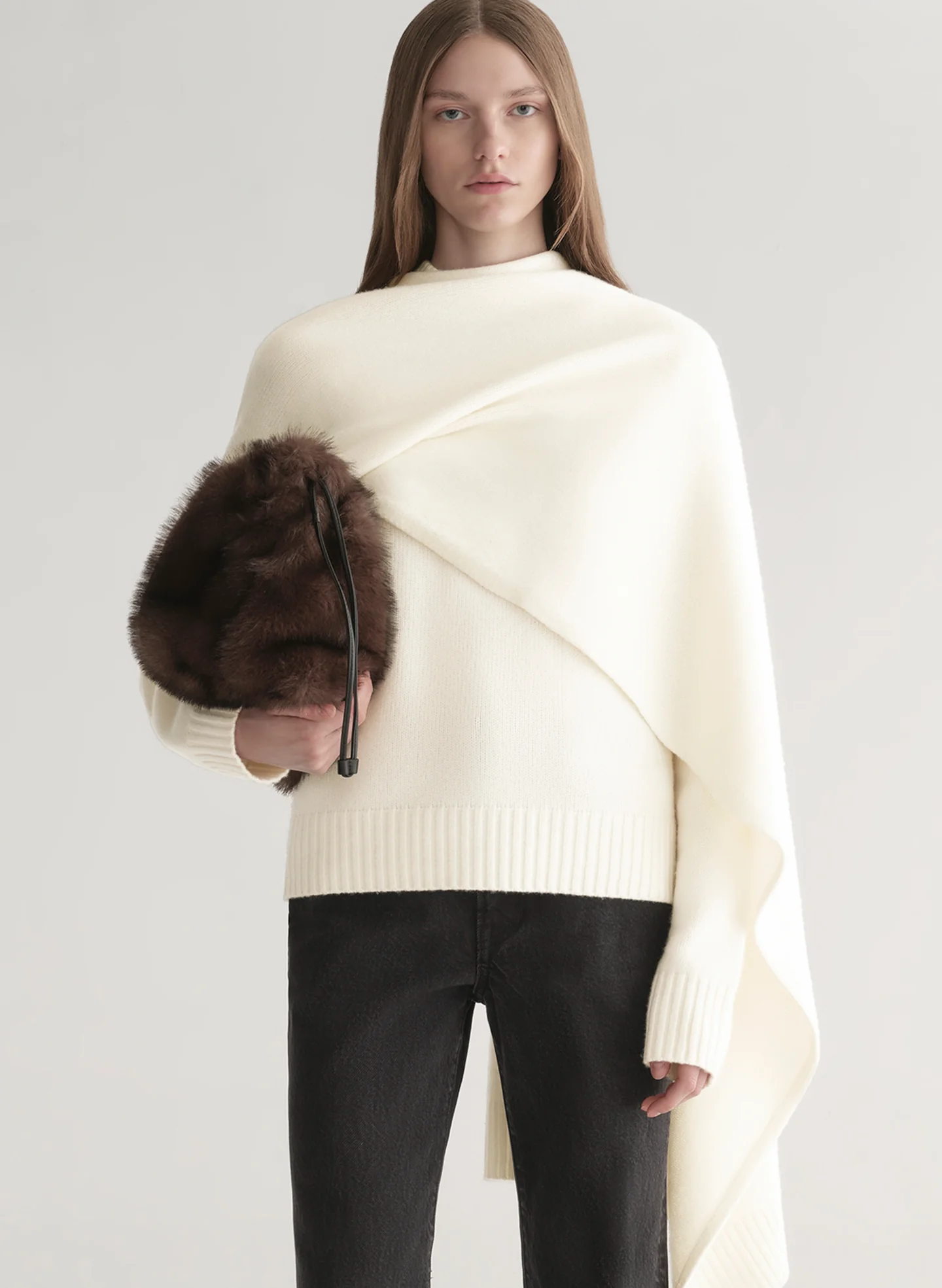 ALC Davin Draped Wool Sweater, 100% natural fabric knitwear