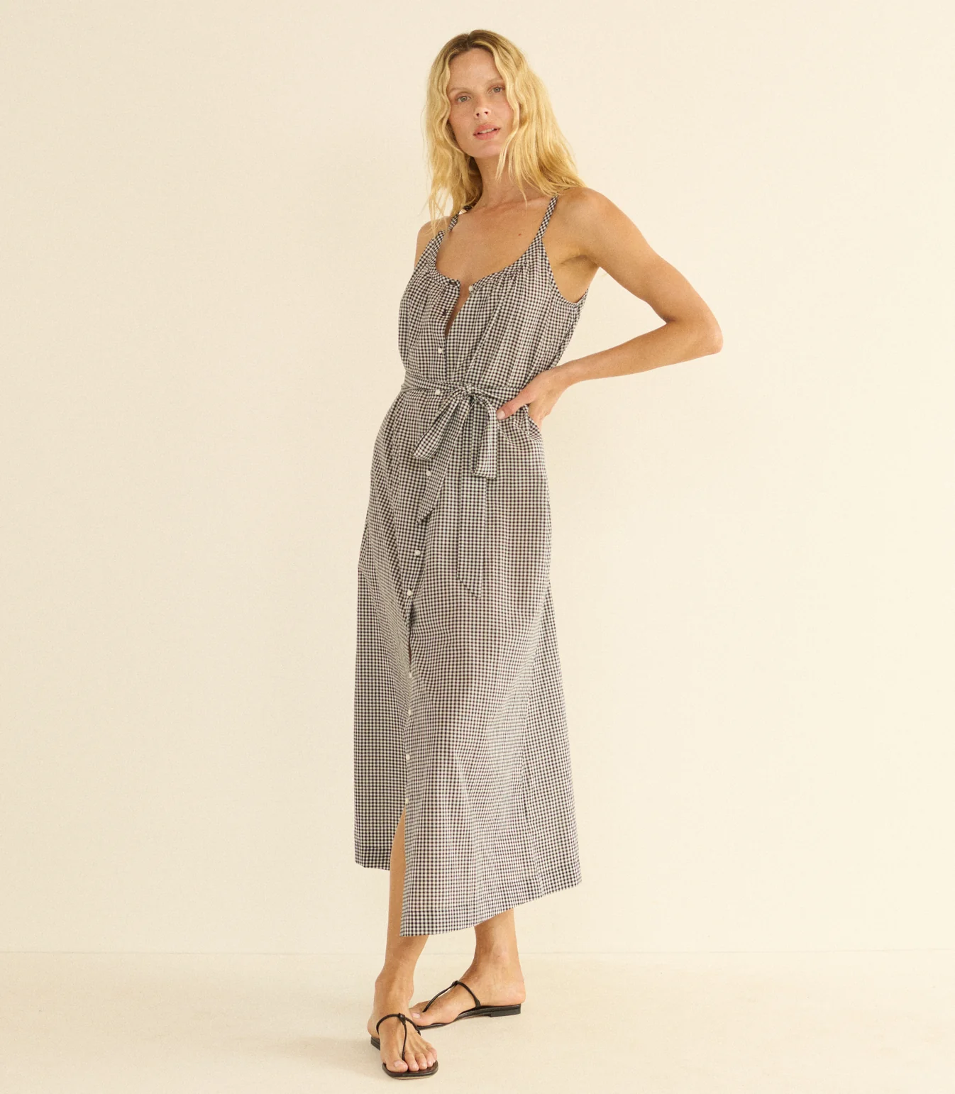 DOEN Nevita Dress - Noir La Maddalena Gingham, 100% natural fabric dresses