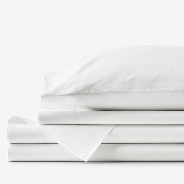The Company Store Classic Cool Organic Cotton Percale Solid Bed Sheet Set - White, Twin XL, 100% natural fabric cotton bedding