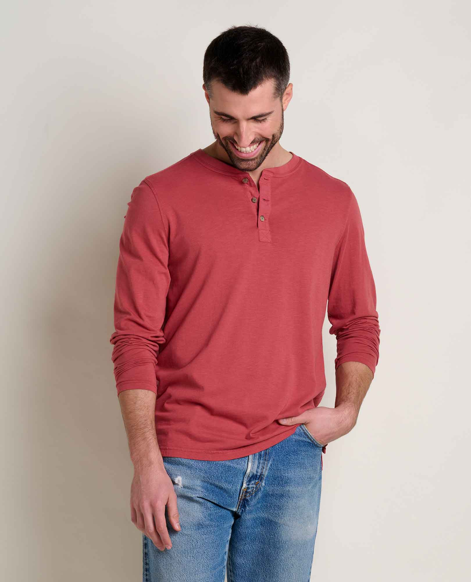 Toad&Co Men's Primo Long Sleeve Henley, 100% natural fabric basics