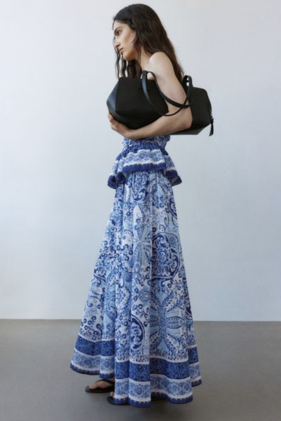H&M Printed Maxi Skirt, 100% natural fabric skirts