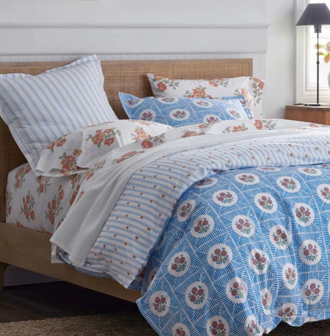 The Company Store Blossoms and Stripes Percale Duvet Cover, 100% natural fabric duvet covers & sets