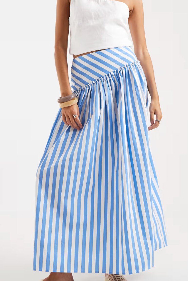 ASOS Asymmetric dropped waist maxi skirt in polka dot, 100% natural fabric skirts