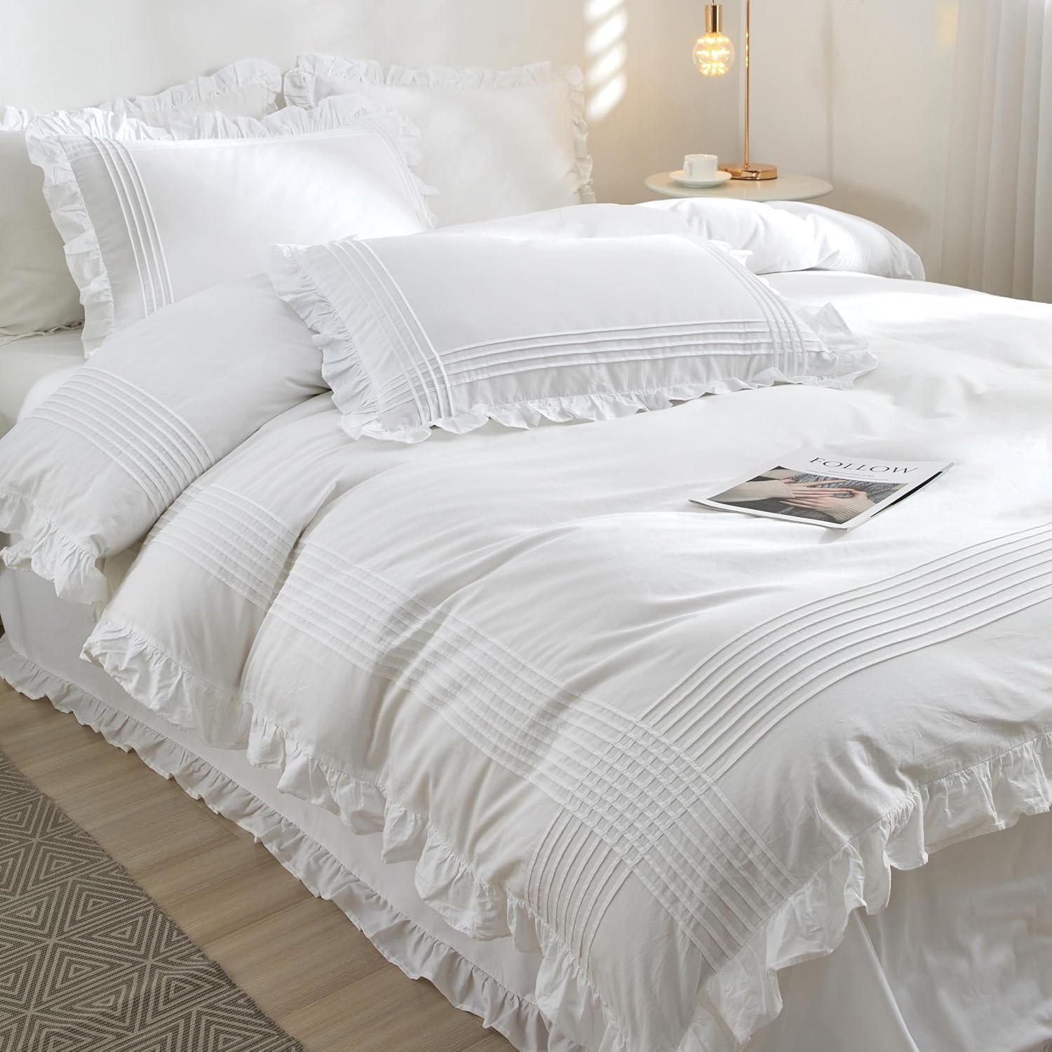 Amazon White Ruffle Duvet Cover - 100% Natural Cotton , 100% natural fabric duvet covers & sets