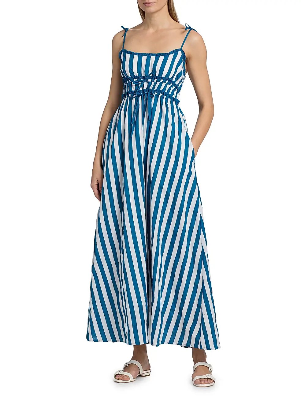 Saks Fifth Avenue Beach Riot Levie Striped Cotton Maxi Dress, 100% natural fabric dresses