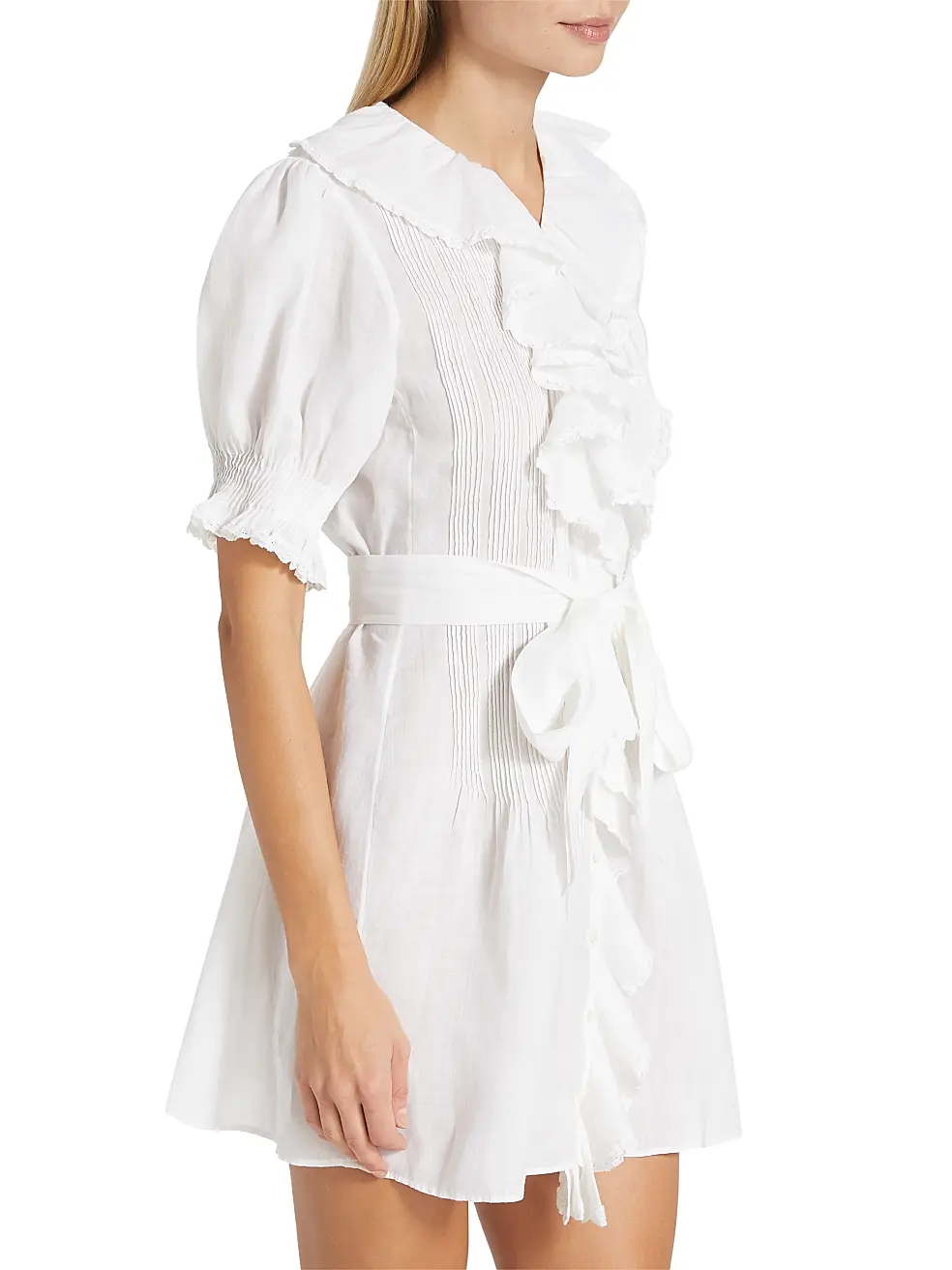 DOEN PIPER BELTED RUFFLED MINIDRESS, 100% natural fabric dresses