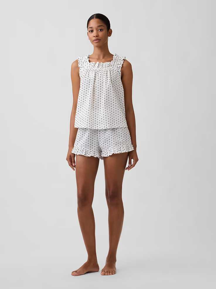 GAP Ruffle Poplin PJ Shorts, 100% natural fabric pajamas
