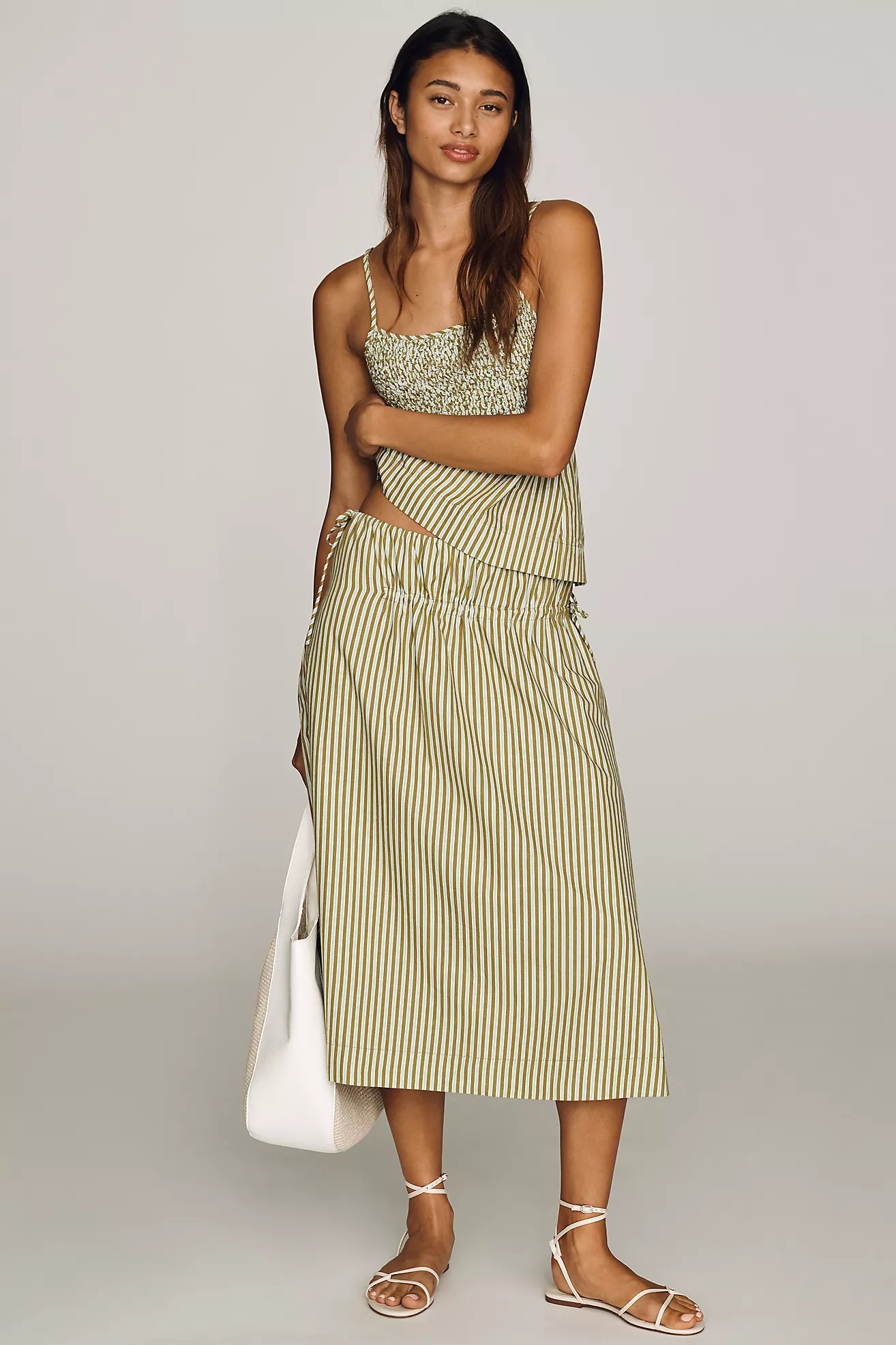 Damson Madder Caspia 100% Cotton Midi Skirt, 100% natural fabric skirts