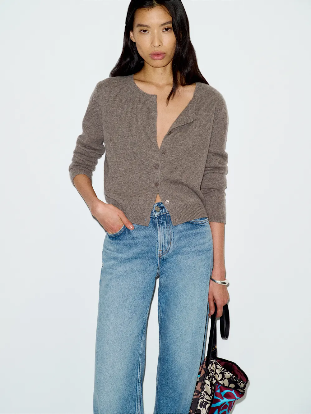 Reformation Clara Cashmere Crew Cardigan, 100% natural fabric knitwear