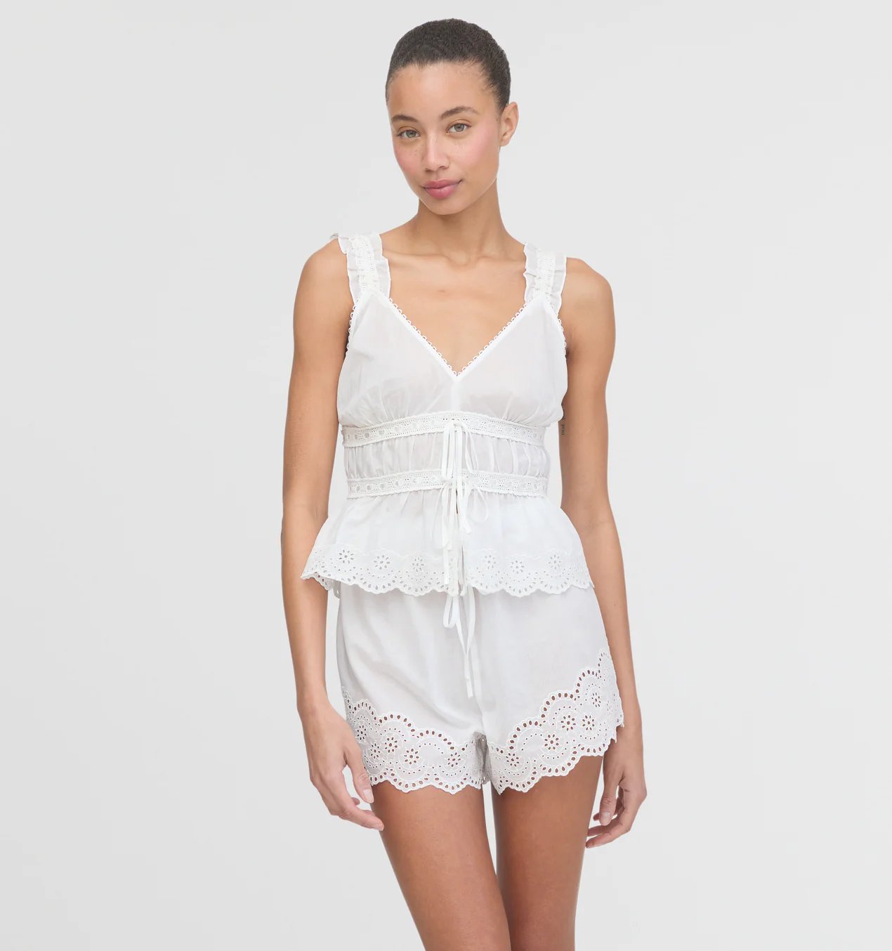 Hill House Home The Raven Top - White Broderie Voile, 100% natural fabric tops