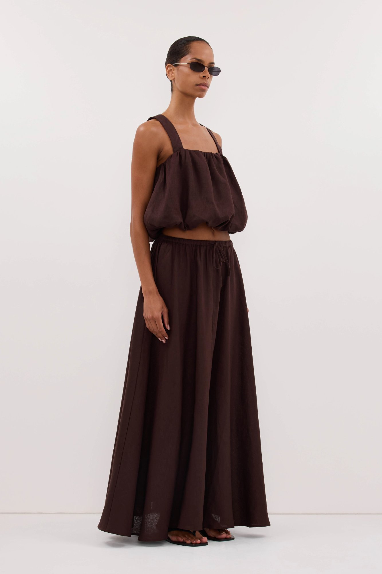 DISSH Ravello White Linen Midi Skirt, 100% natural fabric skirts