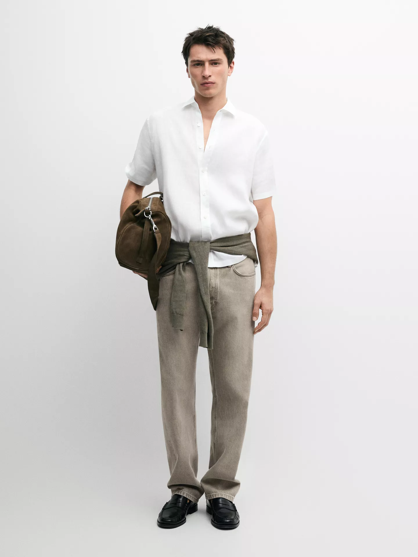 Massimo Dutti 100% linen regular fit short sleeve shirt, 100% natural fabric shirts