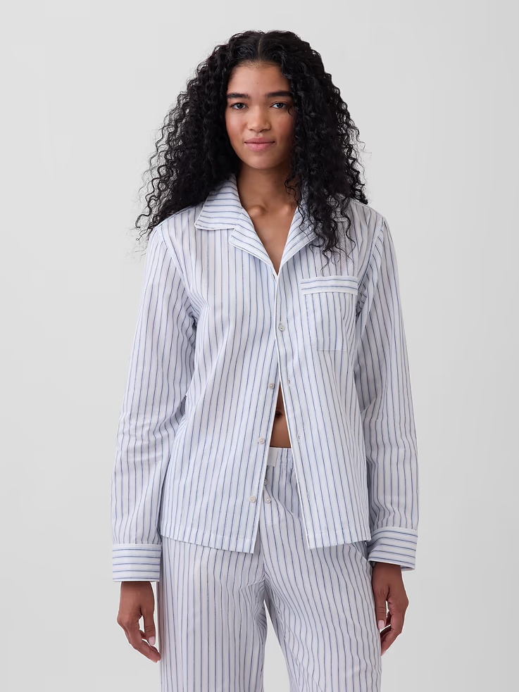 GAP MadeSoft Poplin PJ Shirt, 100% natural fabric pajamas