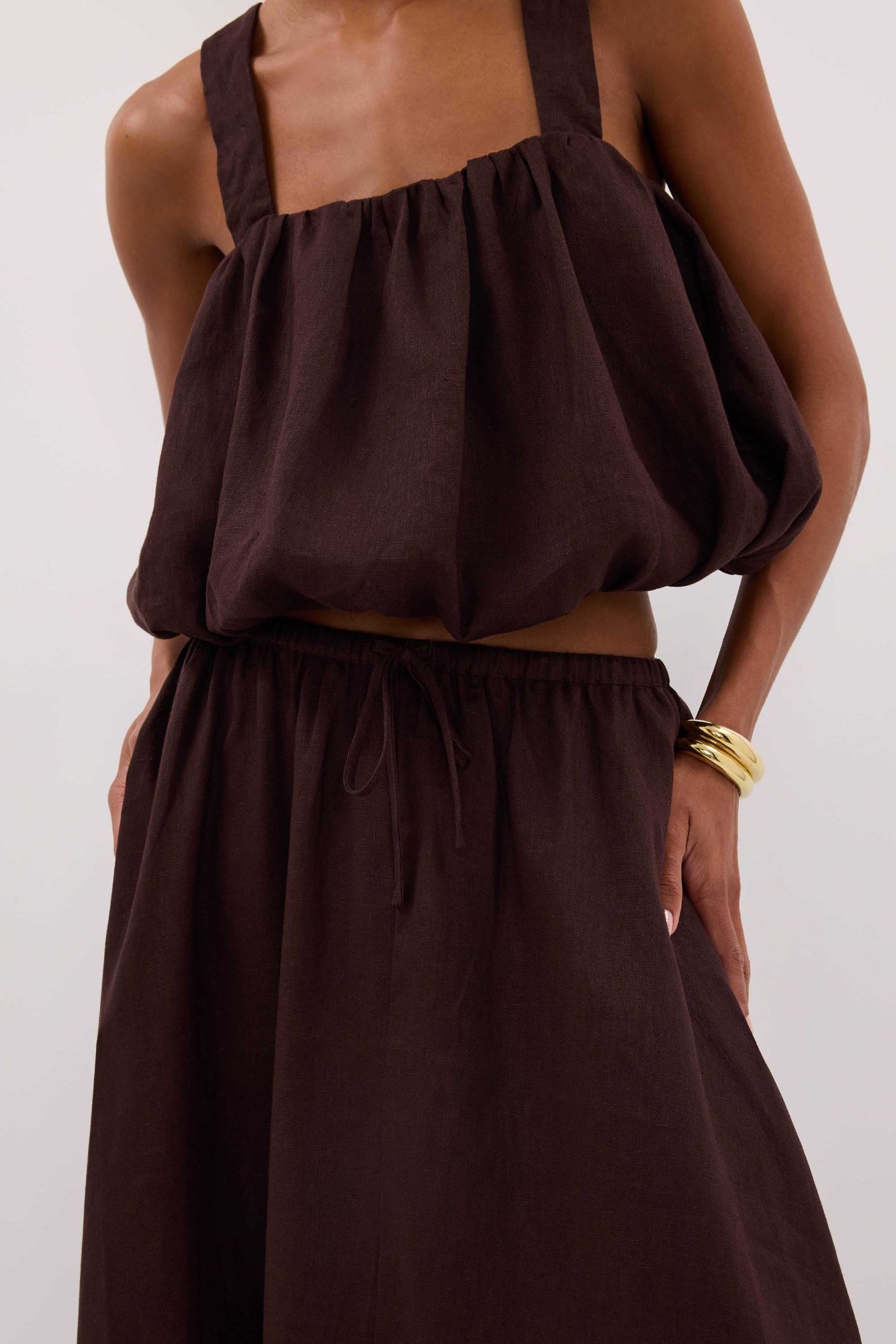 DISSH Ravello White Linen Bubble Top – 100% natural linen