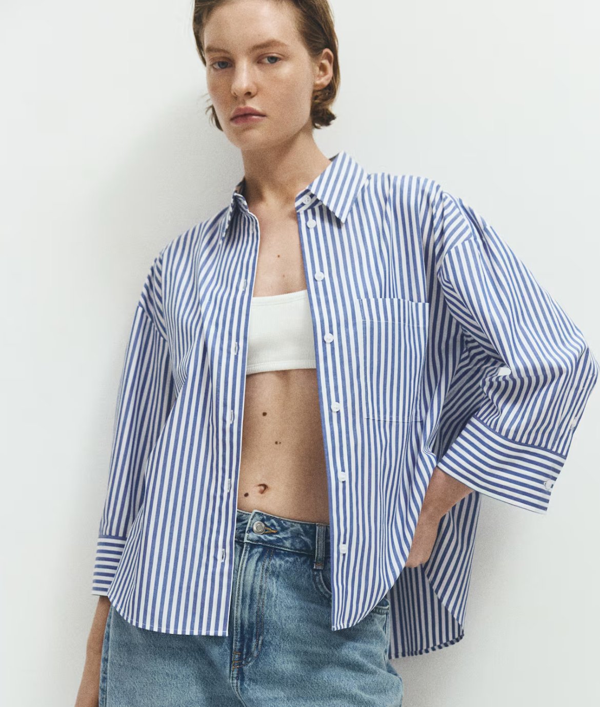 H&M Short Poplin Shirt, 100% natural fabric tops
